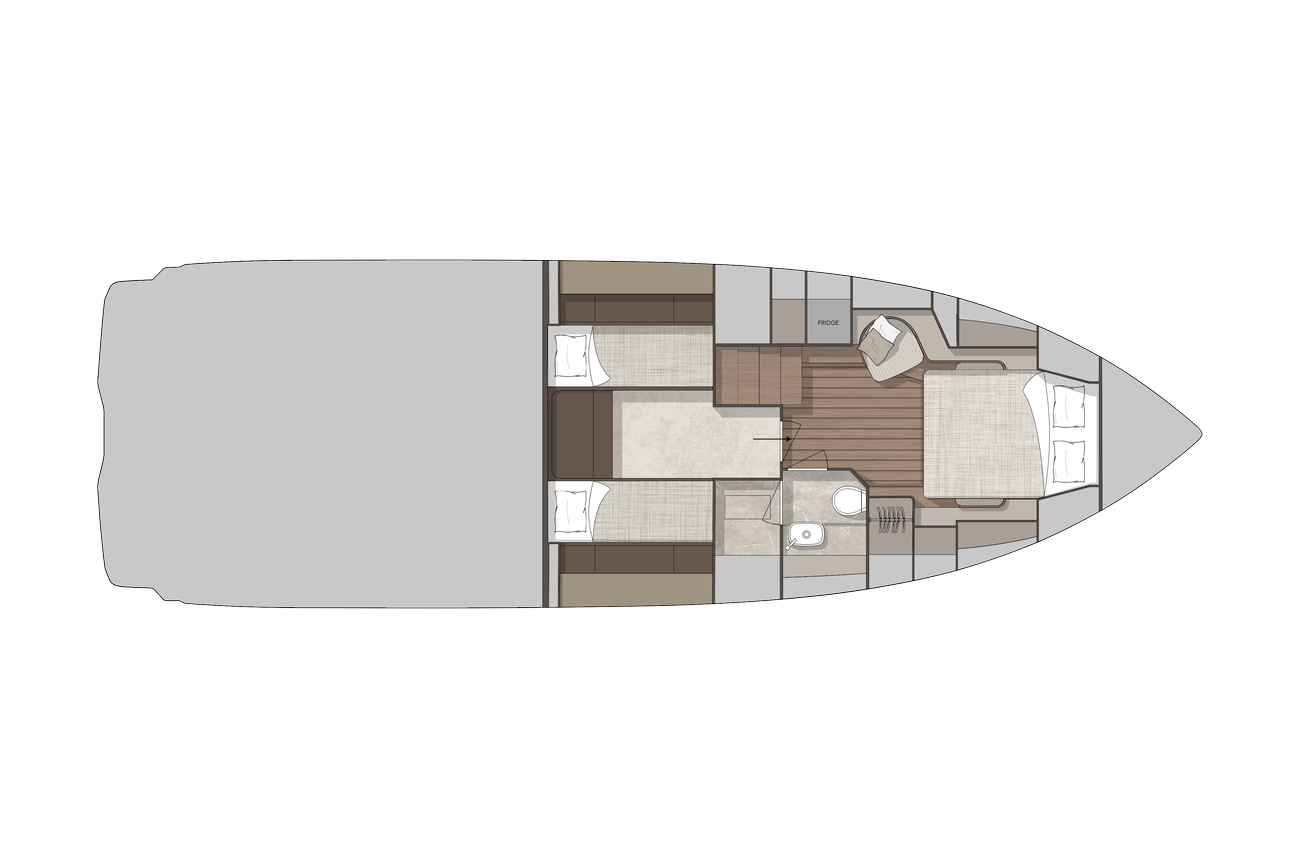 Plan du Cranchi A46 Luxury Tender : Pont inférieur